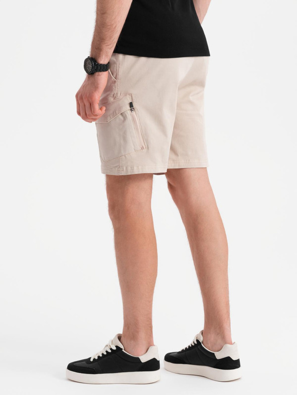 Ombre Clothing Herren-Shorts in lockerer Passform mit Cargotaschen - cremeweiß