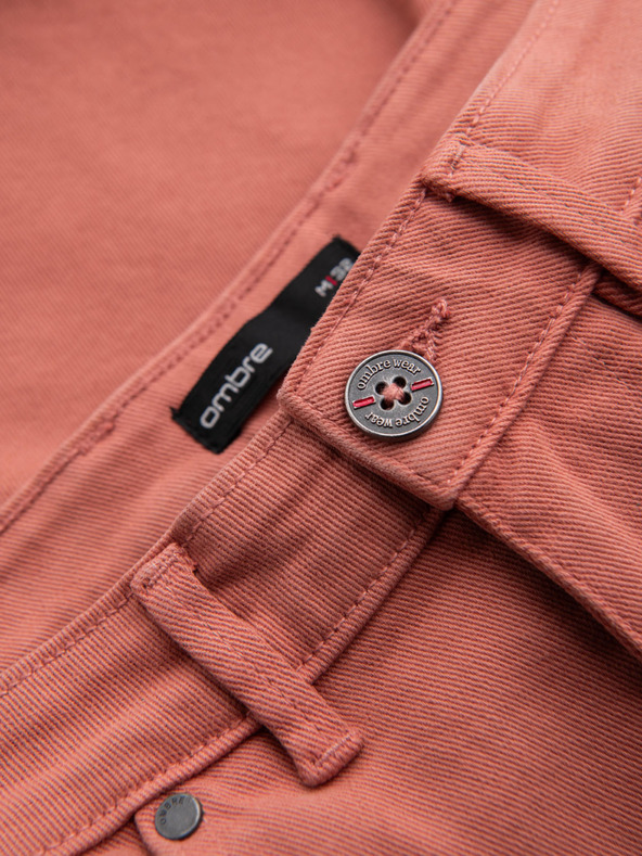 Ombre Clothing Herren-Jeansshorts mit umgeschlagenem Beinabschluss - korallenrot