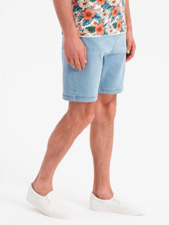 Ombre Clothing Herren-Shorts mit elastischem Bund und Used-Effekt - hellblau
