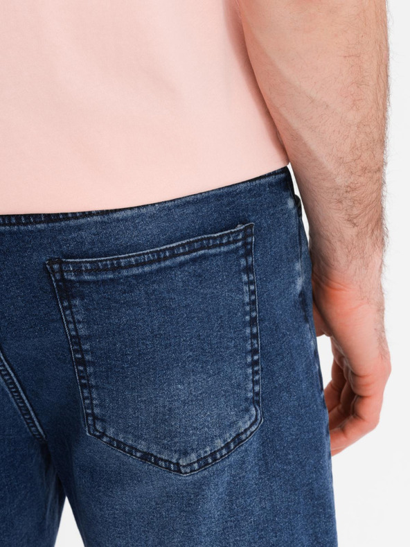 Ombre Clothing Herren-Shorts mit elastischem Bund und Used-Effekt - blau