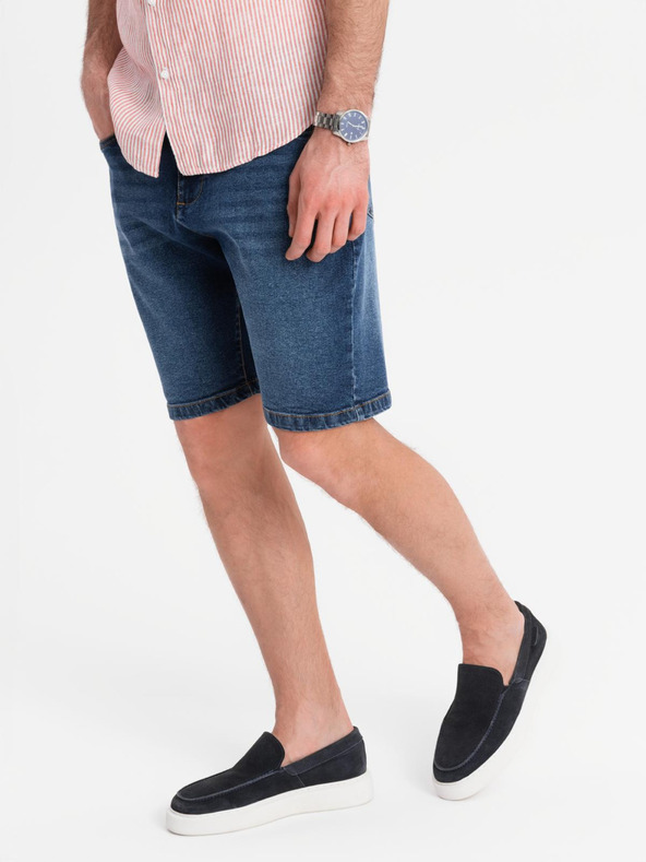 Ombre Clothing Herren-Jeansshorts im klassischen Schnitt - dunkelblau