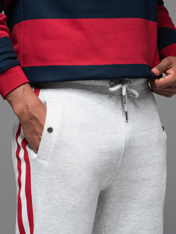 Ombre Clothing Herren-Jogginghose mit Saum und gerippten Beinabschlüssen - grau meliert