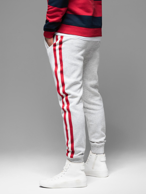 Ombre Clothing Herren-Jogginghose mit Saum und gerippten Beinabschlüssen - grau meliert