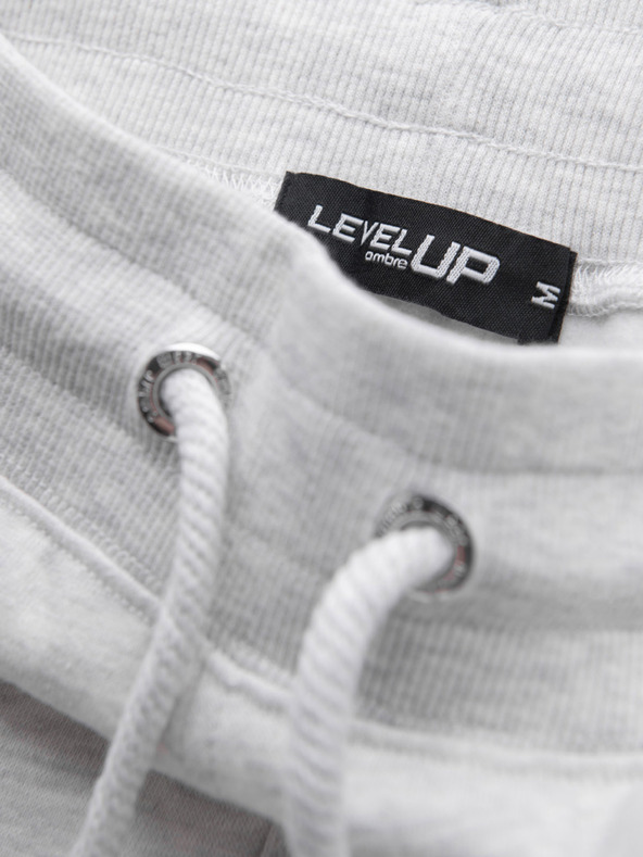 Ombre Clothing Herren-Jogginghose mit Saum und gerippten Beinabschlüssen - grau meliert