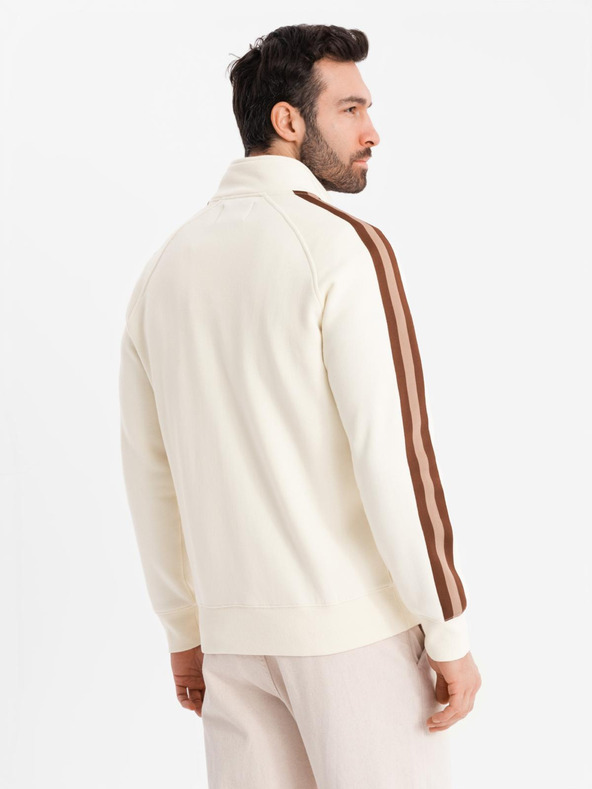 Ombre Clothing Herren-Sweatjacke mit hohem Kragen und Saum - creme