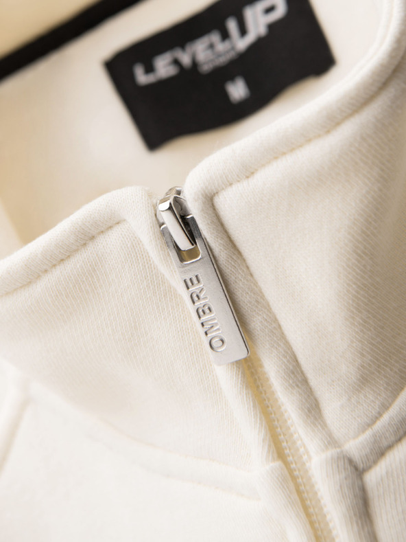 Ombre Clothing Herren-Sweatjacke mit hohem Kragen und Saum - creme