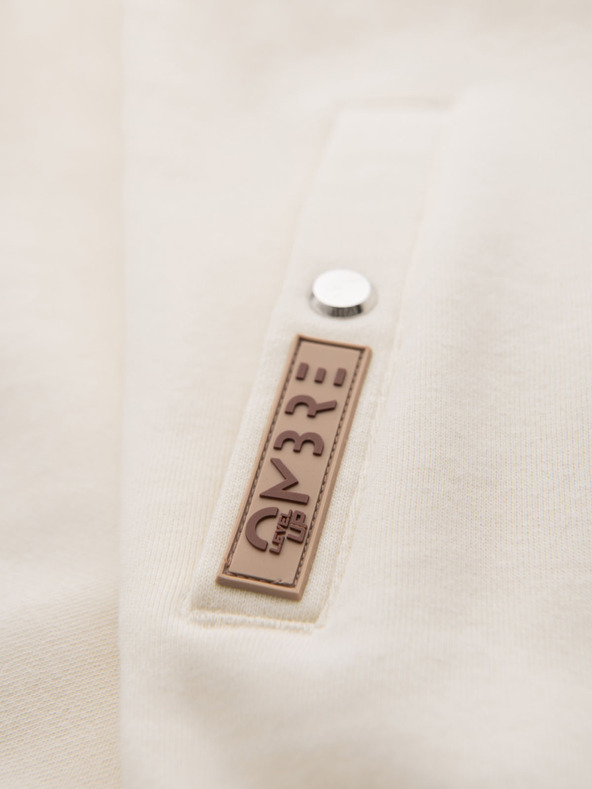 Ombre Clothing Herren-Sweatjacke mit hohem Kragen und Saum - creme