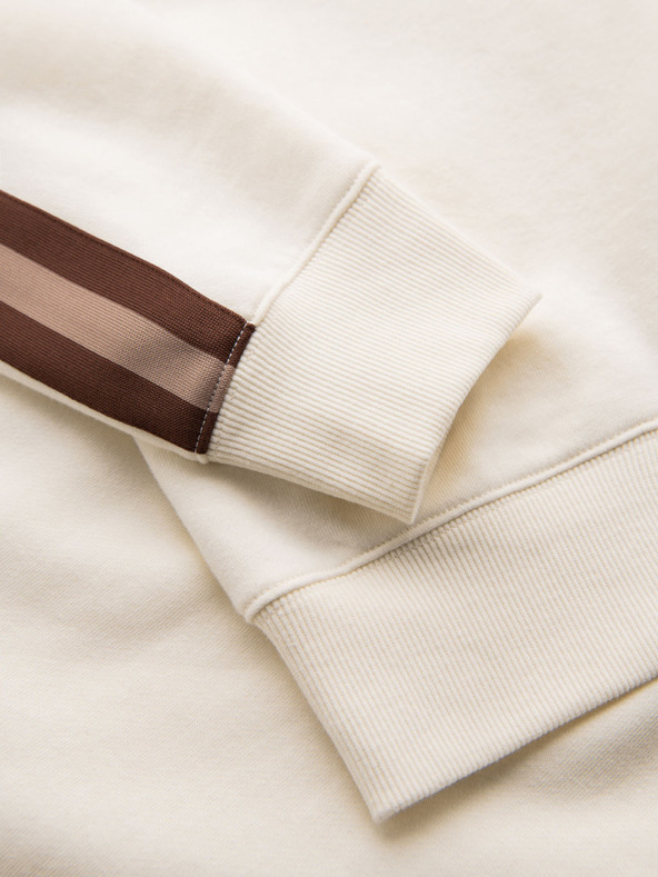 Ombre Clothing Herren-Sweatjacke mit hohem Kragen und Saum - creme