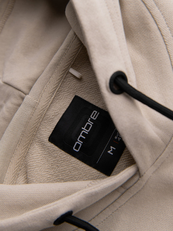 Ombre Clothing Herren-Kapuzenjacke aus Baumwolle mit Kontrastelемenten - beige