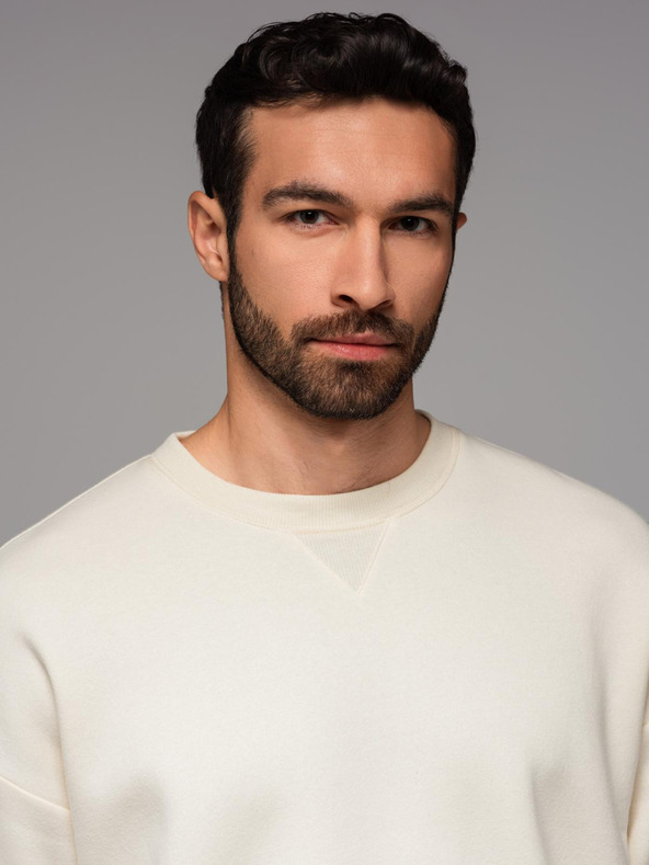 Ombre Clothing Klassischer Unisex-Pullover mit Rundhalsausschnitt - creme