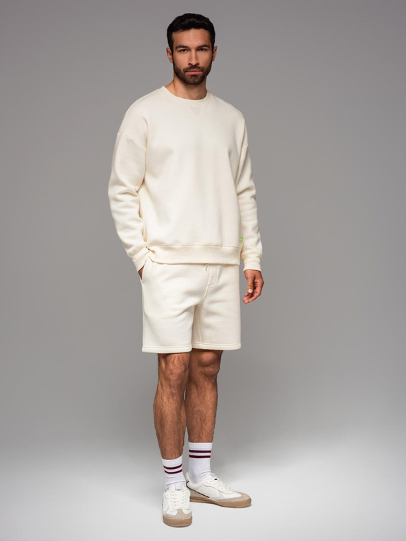 Ombre Clothing Klassischer Unisex-Pullover mit Rundhalsausschnitt - creme