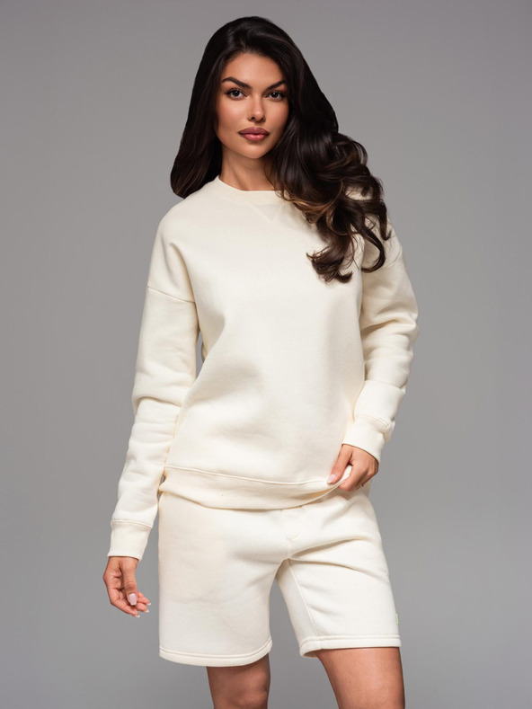 Ombre Clothing Klassischer Unisex-Pullover mit Rundhalsausschnitt - creme
