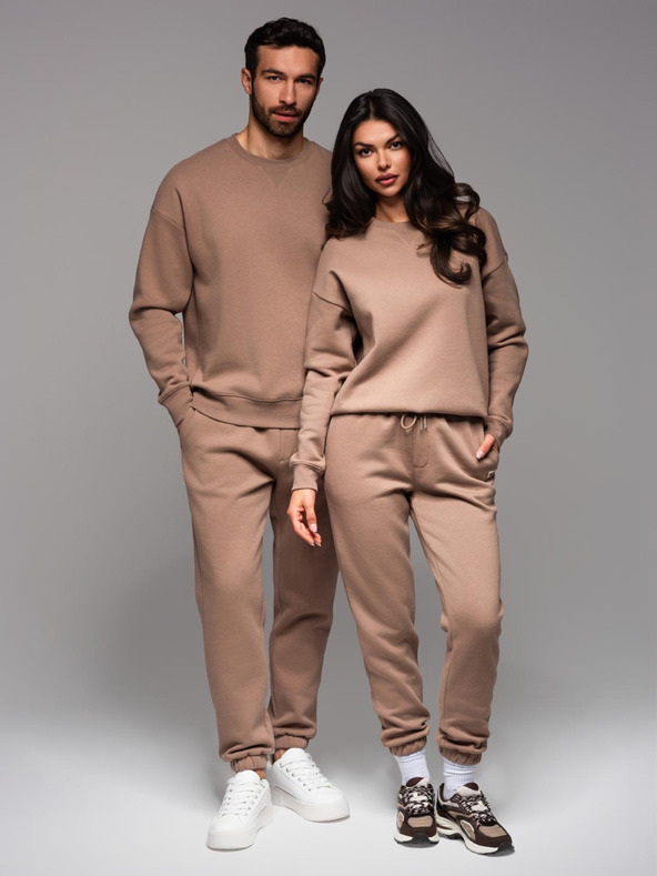 Ombre Clothing Klassischer Unisex-Pullover mit Rundhalsausschnitt - braun