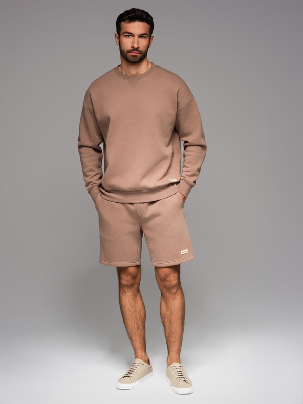 Ombre Clothing Klassischer Unisex-Pullover mit Rundhalsausschnitt - braun