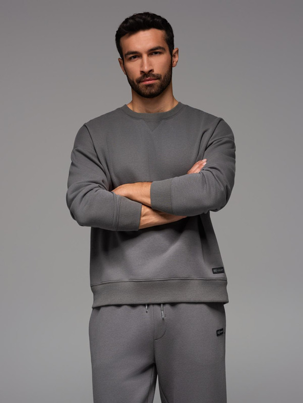 Ombre Clothing Unisex-Klassischer Pullover mit Rundhalsausschnitt - grau