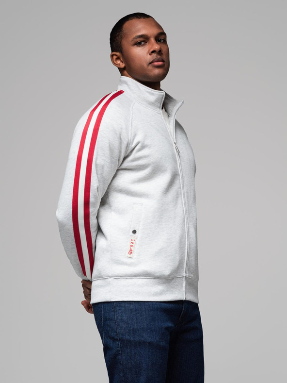 Ombre Clothing Herren-Sweatjacke mit hohem Kragen und Streifen - grau meliert