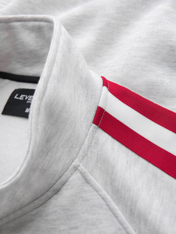 Ombre Clothing Herren-Sweatjacke mit hohem Kragen und Streifen - grau meliert