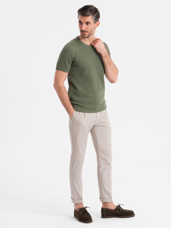 Ombre Clothing Khaki-T-Shirt mit feiner Textur