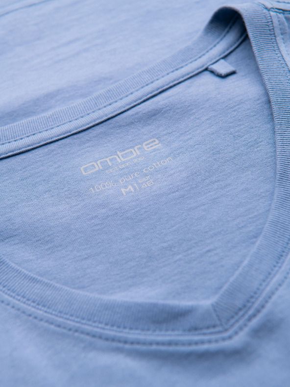 Ombre Clothing Herren-Klassik-T-Shirt BASIC mit V-Ausschnitt - blau