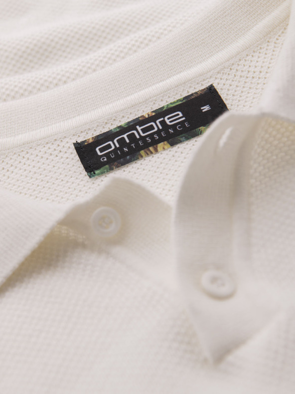 Ombre Clothing Herren-Poloshirt aus strukturiertem Strick - weiß