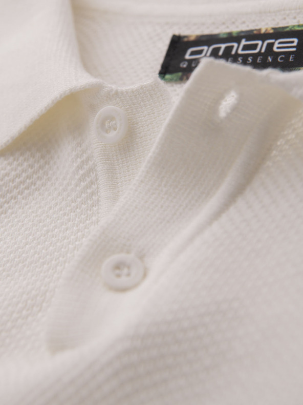 Ombre Clothing Herren-Poloshirt aus strukturiertem Strick - weiß