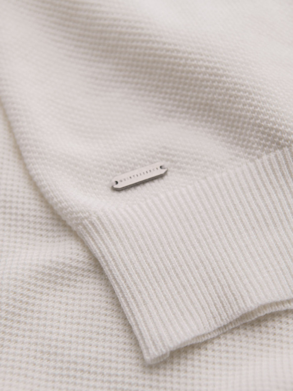 Ombre Clothing Herren-Poloshirt aus strukturiertem Strick - weiß