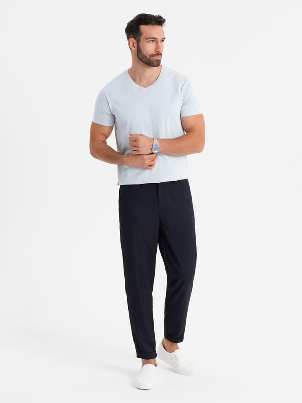 Ombre Clothing Herren-Klassik-T-Shirt BASIC mit V-Ausschnitt - hellgrau