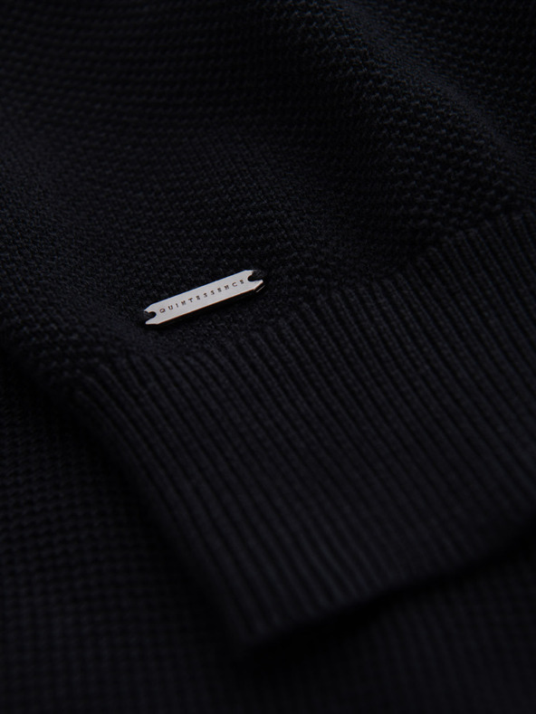 Ombre Clothing Herren Baumwoll-Poloshirt aus strukturiertem Strick - schwarz