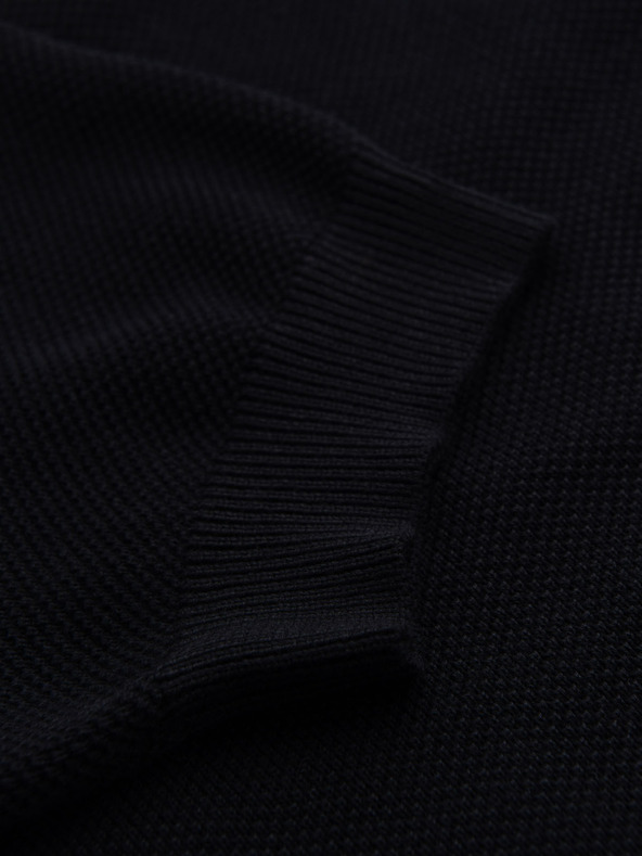 Ombre Clothing Herren Baumwoll-Poloshirt aus strukturiertem Strick - schwarz