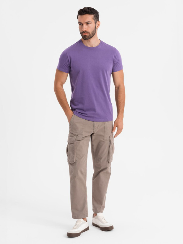 Ombre Clothing Herren klassisches Baumwoll-T-Shirt BASIC - lila