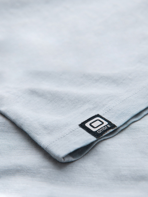 Ombre Clothing Herren Baumwoll-T-Shirt mit V-Ausschnitt und Used-Effekt - grau