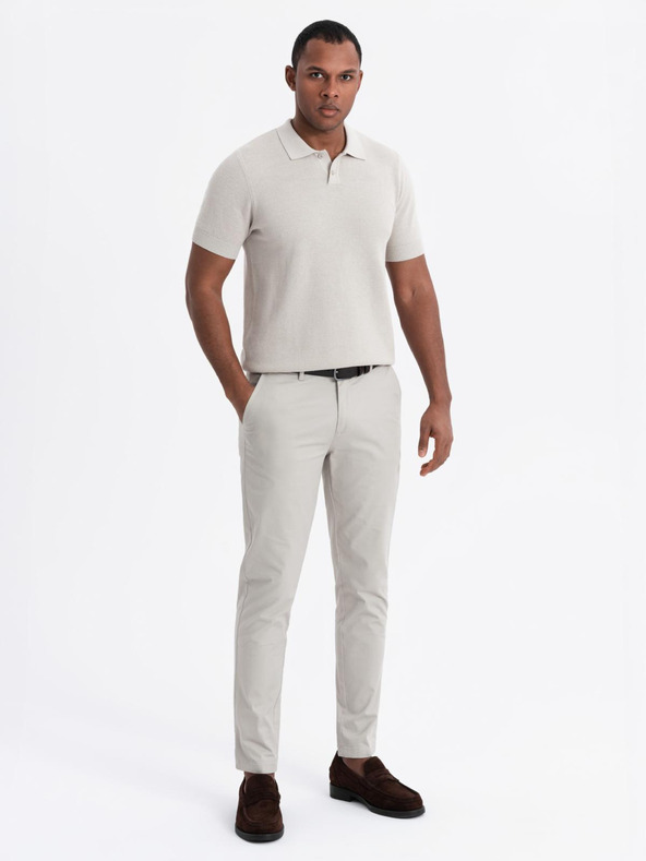 Ombre Clothing Herren Baumwoll-Poloshirt aus strukturiertem Strick - beige