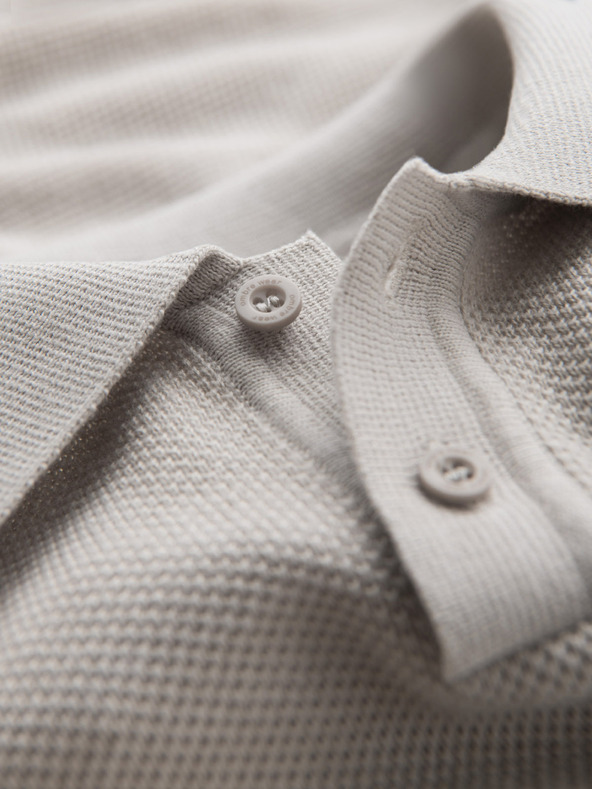 Ombre Clothing Herren Baumwoll-Poloshirt aus strukturiertem Strick - beige