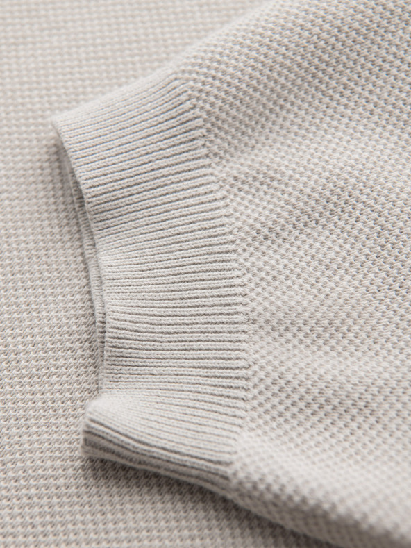 Ombre Clothing Herren Baumwoll-Poloshirt aus strukturiertem Strick - beige