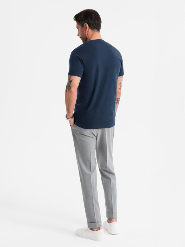 Ombre Clothing Herren klassisches Baumwoll-T-Shirt BASIC - dunkelblau