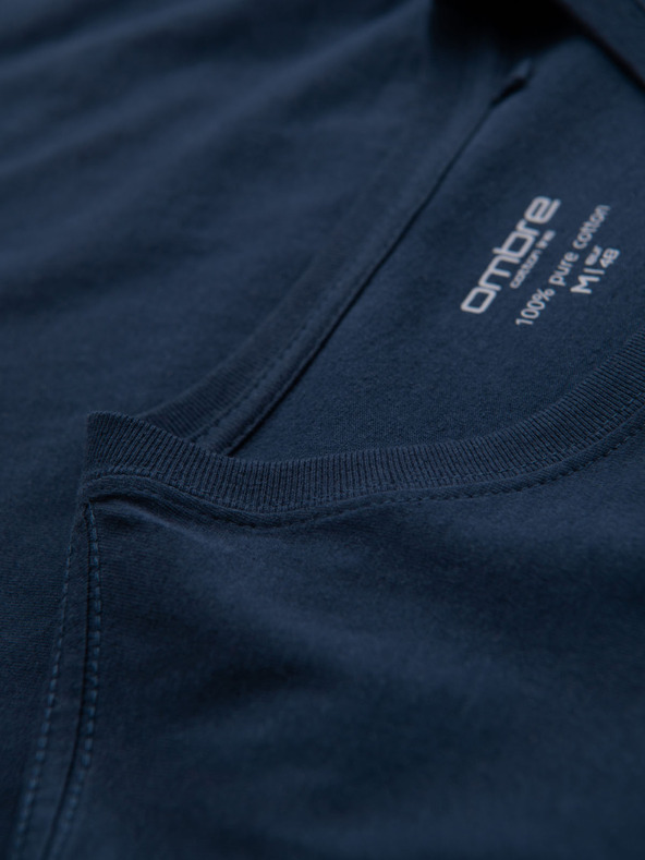 Ombre Clothing Herren klassisches Baumwoll-T-Shirt BASIC - dunkelblau