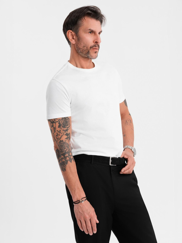 Ombre Clothing Herren klassisches Baumwoll-T-Shirt BASIC - weiß