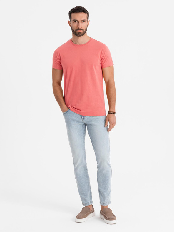 Ombre Clothing Herren klassisches Baumwoll-T-Shirt BASIC - koralle