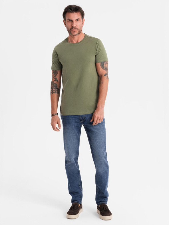 Ombre Clothing Herren klassisches Baumwoll-T-Shirt BASIC - khaki