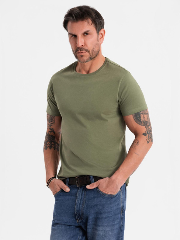 Ombre Clothing Herren klassisches Baumwoll-T-Shirt BASIC - khaki