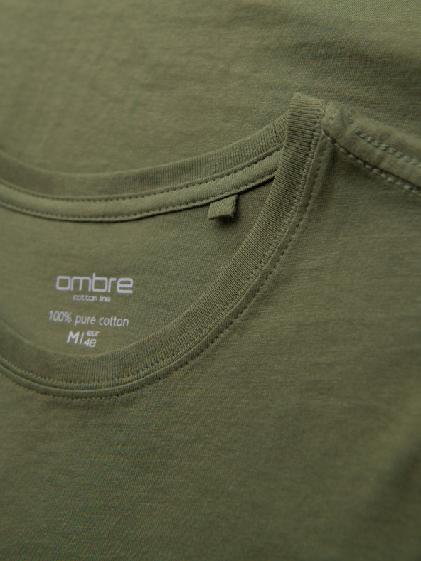 Ombre Clothing Herren klassisches Baumwoll-T-Shirt BASIC - khaki
