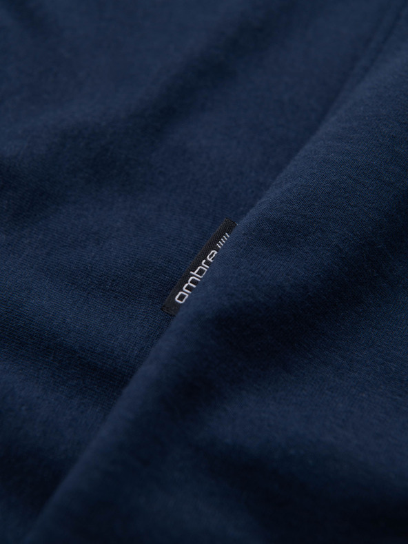 Ombre Clothing Herren klassisches Baumwoll-T-Shirt BASIC mit V-Ausschnitt - dunkelblau