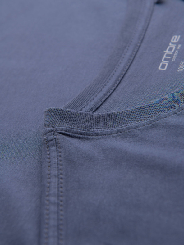 Ombre Clothing Herren klassisches Baumwoll-T-Shirt BASIC - Jeans-Blau