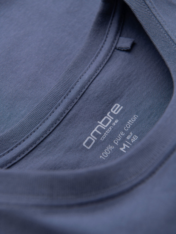 Ombre Clothing Herren klassisches Baumwoll-T-Shirt BASIC - Jeans-Blau