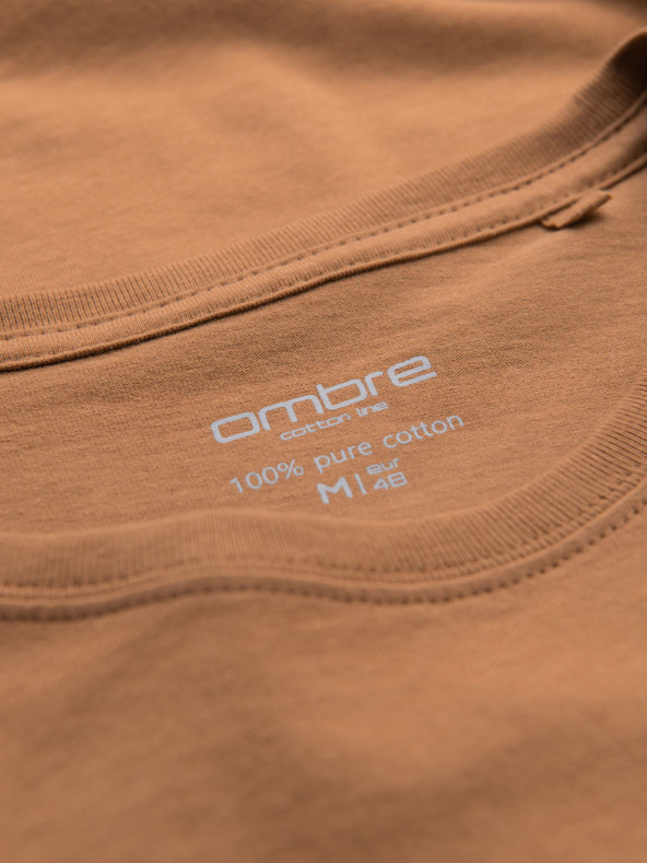 Ombre Clothing BASIC Herren klassisches Baumwoll-T-Shirt - braun