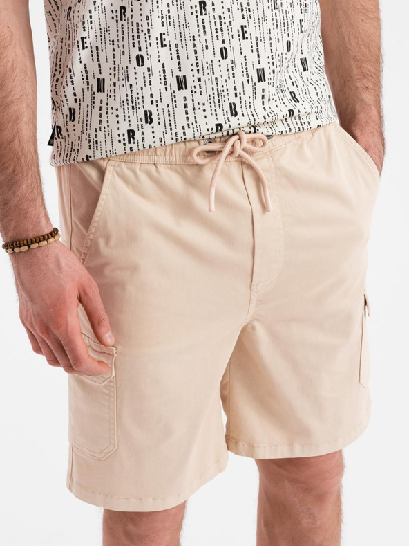 Ombre Clothing Herren Cargo-Shorts mit elastischem Bund - Beige