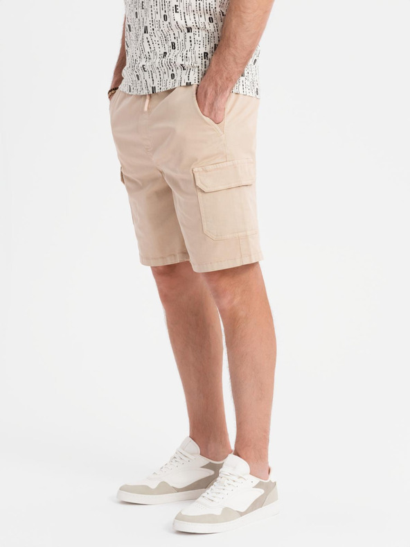 Ombre Clothing Herren Cargo-Shorts mit elastischem Bund - Beige