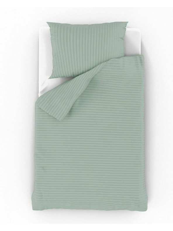 Kvalitex Satiniertes verlängertes Bettwäsche-Set mit Streifen 140x220, 70x90cm OLIVE