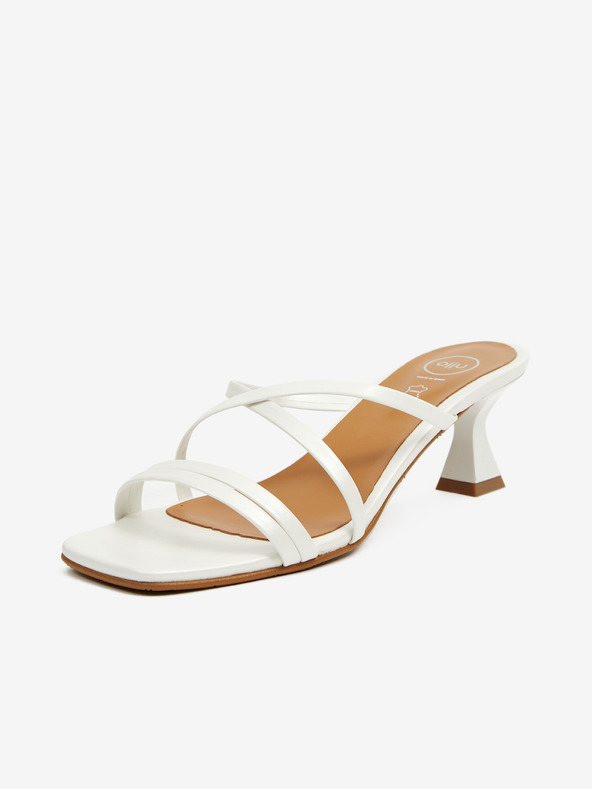 Ojju Weiße Damen-Pantoffeln mit Absatz OJJU