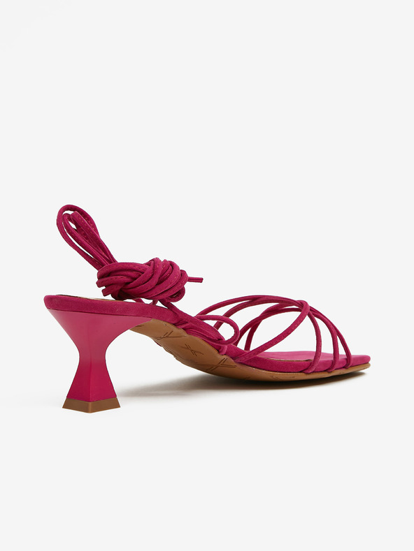 Ojju Dunkelrosa Damen-Wildleder-Sandalen mit Schnürsenkeln OJJU